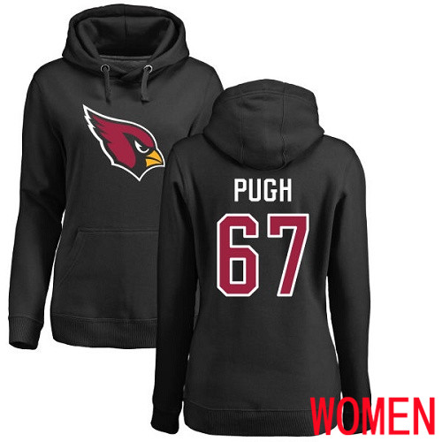Arizona Cardinals Black Women Justin Pugh Name And Number Logo NFL Football #67 Pullover Hoodie Sweatshirts